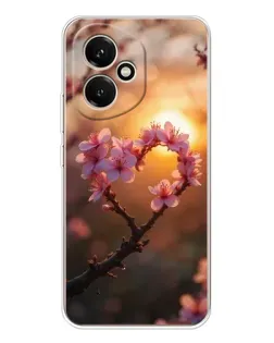 Чехол для Huawei Honor 400 с картинкой «Розовый цвет сердце на фоне заката»