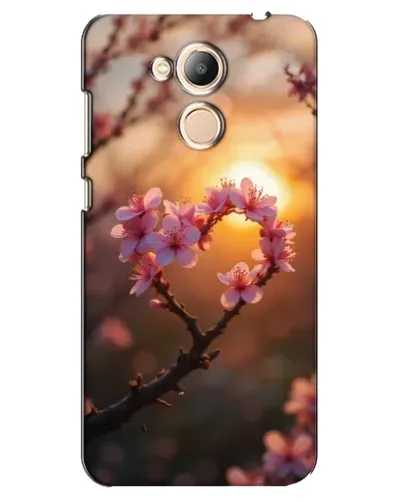 Чехол для Huawei Honor 6c Pro с картинкой «Розовый цвет сердце на фоне заката»