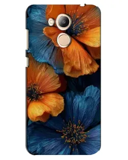Чехол для Huawei Honor 6c Pro с картинкой «Яркая сине-оранжевая флора»