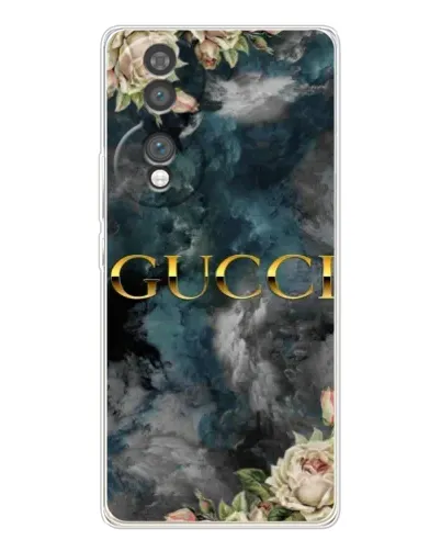 Чехол для Huawei Honor 70 с картинкой «Абстрактные цветы Gucci»