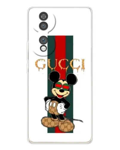 Чехол для Huawei Honor 70 с картинкой «Микки Маус Gucci — полосы»