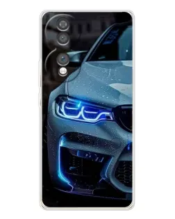 Чехол для Huawei Honor 70 с картинкой «Взгляд BMW с синими фарами»