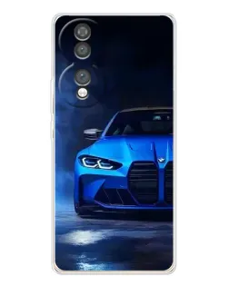 Чехол для Huawei Honor 70 с картинкой «Голубая BMW M4»