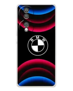 Чехол для Huawei Honor 70 с картинкой «Логотип BMW и неоновые дуги»