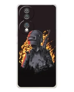 Чехол для Huawei Honor 70 с картинкой «PUBG — огненный силуэт»