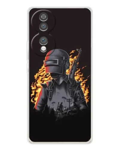 Чехол для Huawei Honor 70 с картинкой «PUBG — огненный силуэт»