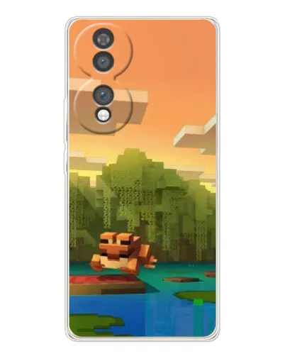 Чехол для Huawei Honor 70 с картинкой «Майнкрафт закат солнца»