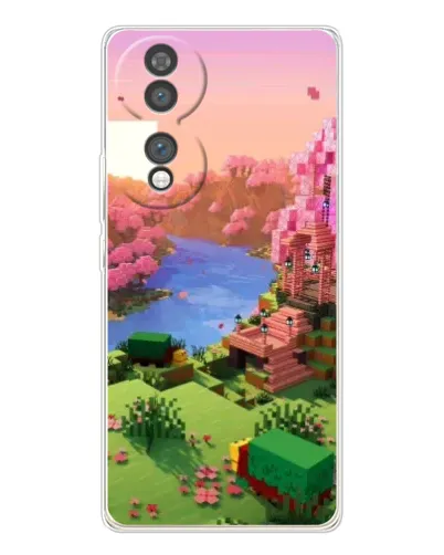Чехол для Huawei Honor 70 с картинкой «Розовое дерево Minecraft»