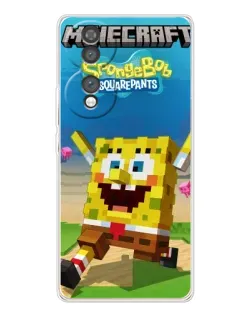 Чехол для Huawei Honor 70 с картинкой «Губка Боб Minecraft»