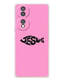Чехол для Huawei Honor 70 с картинкой «Розовый символ  Jesus»