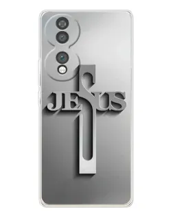 Чехол для Huawei Honor 70 с картинкой «Металлический крест Jesus»