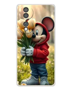 Чехол для Huawei Honor 70 с картинкой «Микки с тюльпанами»