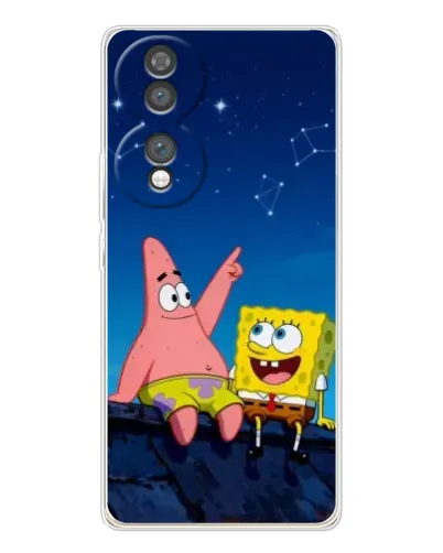 Чехол для Huawei Honor 70 с картинкой «Губка Боб и Патрик ночью»