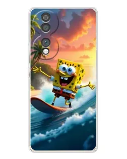 Чехол для Huawei Honor 70 с картинкой «Губка Боб серфингист»