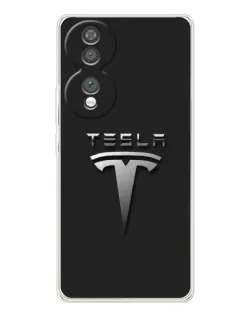 Чехол для Huawei Honor 70 с картинкой «Стальной логотип Tesla»