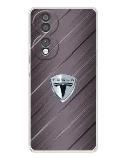 Чехол для Huawei Honor 70 с картинкой «Металлическая текстура Tesla»
