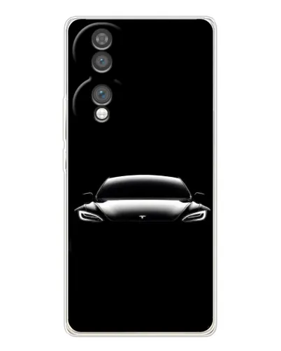 Чехол для Huawei Honor 70 с картинкой «Фары Tesla Night»