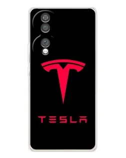 Чехол для Huawei Honor 70 с картинкой «Tesla Red Logo»