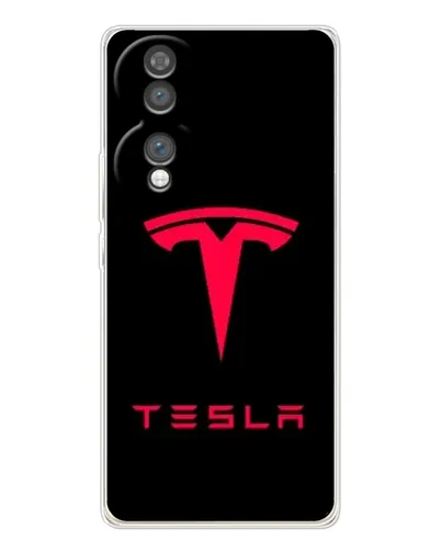 Чехол для Huawei Honor 70 с картинкой «Tesla Red Logo»