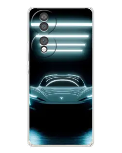 Чехол для Huawei Honor 70 с картинкой «Tesla в неоне»
