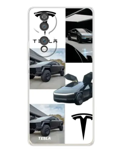 Чехол для Huawei Honor 70 с картинкой «Коллаж Cybertruck Tesla»