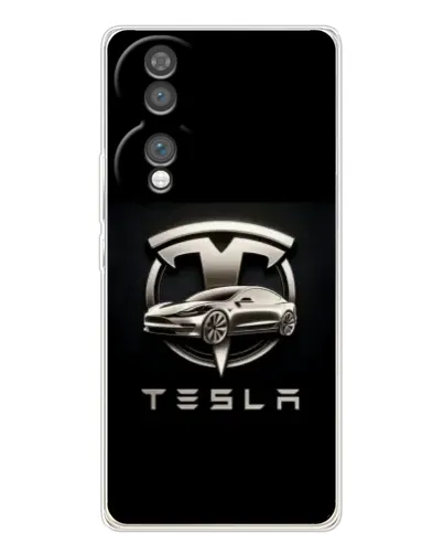 Чехол для Huawei Honor 70 с картинкой «Tesla — серебристое авто»