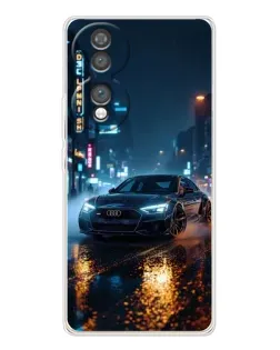Чехол для Huawei Honor 70 с картинкой «Ночной город и Audi»
