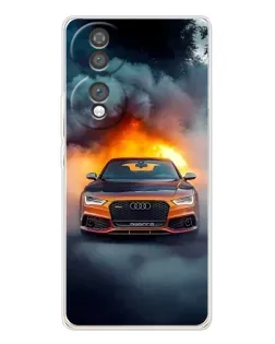 Чехол для Huawei Honor 70 с картинкой «Audi в огненном дыму»