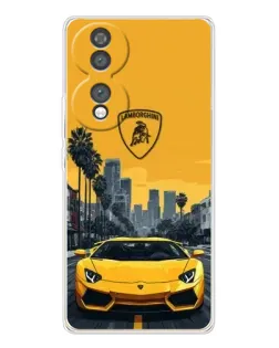 Чехол для Huawei Honor 70 с картинкой «Желтый Lamborghini город»