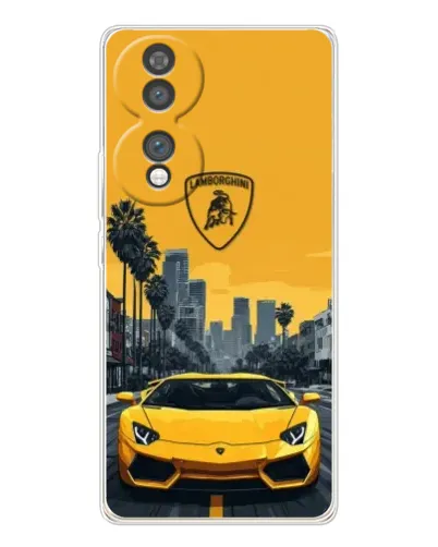 Чехол для Huawei Honor 70 с картинкой «Желтый Lamborghini город»