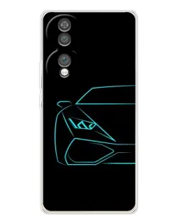 Чехол для Huawei Honor 70 с картинкой «Голубой силуэт Lamborghini»