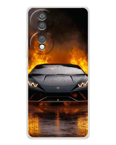 Чехол для Huawei Honor 70 с картинкой «Lamborghini в огне»
