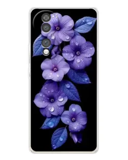 Чохол для Huawei Honor 70 з картинкою «Фіолетові квіти з росою»