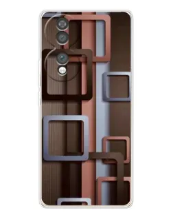 Чехол для Huawei Honor 70 с картинкой «Коричневые объемные квадраты»
