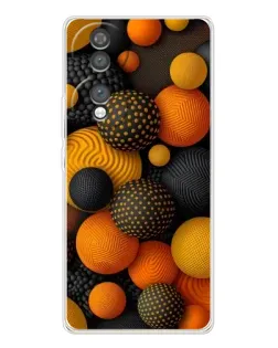 Чехол для Huawei Honor 70 с картинкой «Объемные оранжевые сферы»