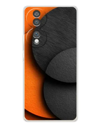 Чехол для Huawei Honor 70 с картинкой «Геометрия оранжевых кругов»