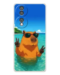 Чехол для Huawei Honor 70 с картинкой «Морская капибара»