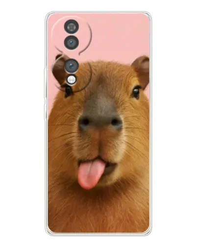 Чехол для Huawei Honor 70 с картинкой «Капибара с языком»