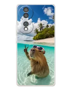 Чехол для Huawei Honor 70 с картинкой «Капибара на море»