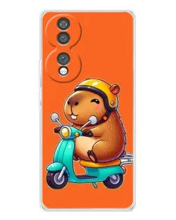 Чехол для Huawei Honor 70 с картинкой «Капибара на скутере»