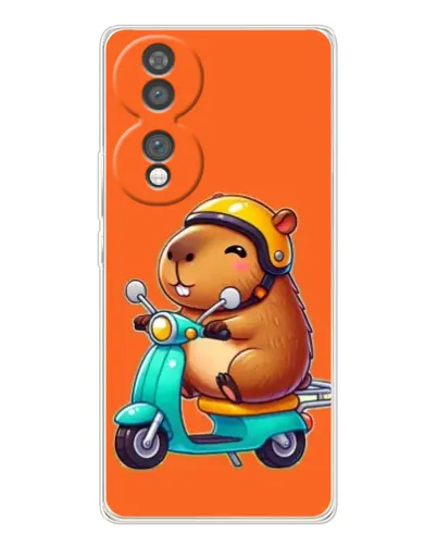 Чехол для Huawei Honor 70 с картинкой «Капибара на скутере»