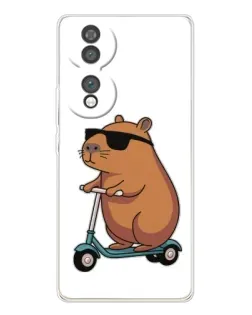 Чехол для Huawei Honor 70 с картинкой «Капибара на самокате»