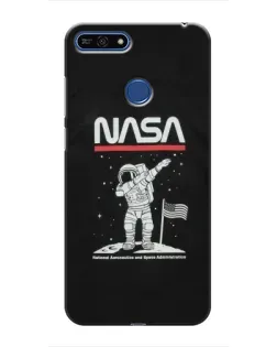 Чехол для Huawei Honor 7A Pro с картинкой «NASA — шагаем по Луне»