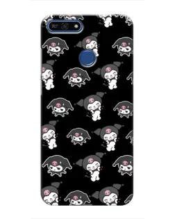 Чехол для Huawei Honor 7A Pro с картинкой «Черный паттерн Kuromi»