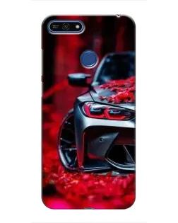 Чехол для Huawei Honor 7A Pro с картинкой «Спортивная BMW и цветы»