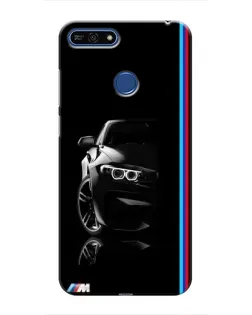 Чехол для Huawei Honor 7A Pro с картинкой «Силуэт BMW в темноте»