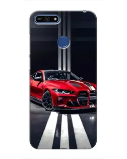 Чехол для Huawei Honor 7A Pro с картинкой «Красная BMW на дороге»