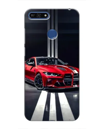 Чехол для Huawei Honor 7A Pro с картинкой «Красная BMW на дороге»