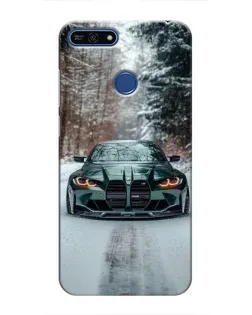 Чехол для Huawei Honor 7A Pro с картинкой «BMW в зимнем лесу»