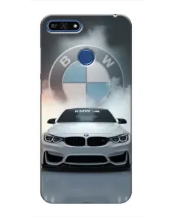Чехол для Huawei Honor 7A Pro с картинкой «BMW в белом дыму»